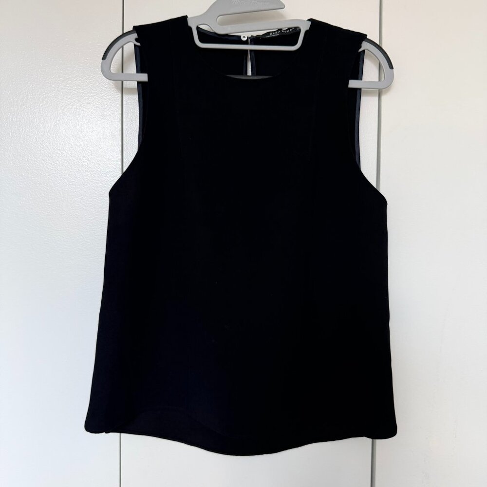 Zara Black sleeveless A-line Top